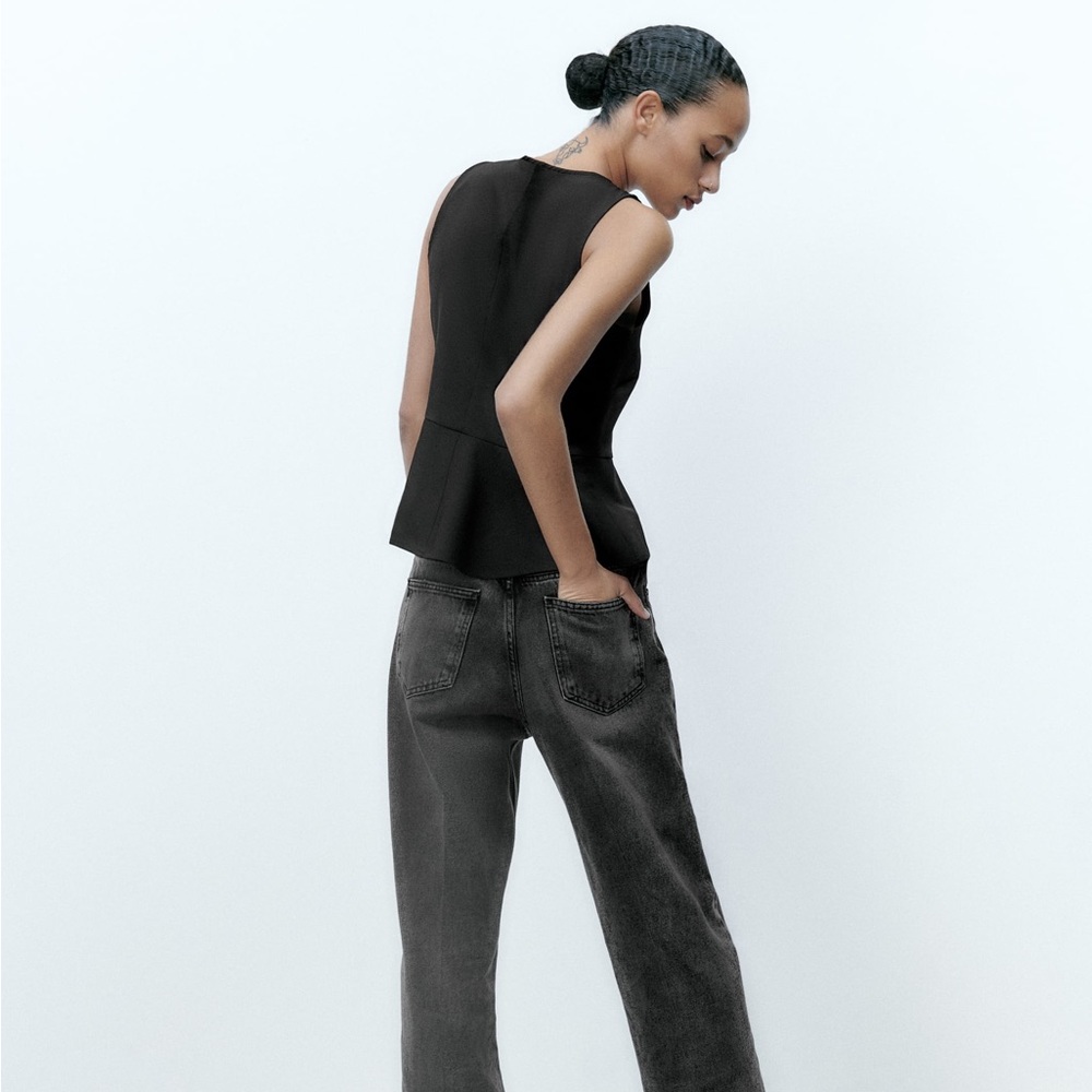 NWT Zara Pearl Peplum Top - Picture 10 of 11